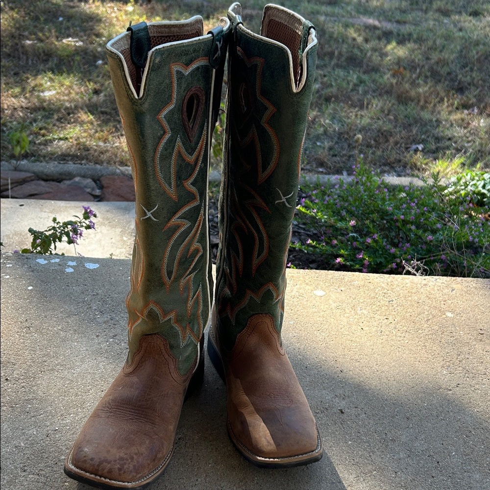Twisted X Buckaroo green boots EUC